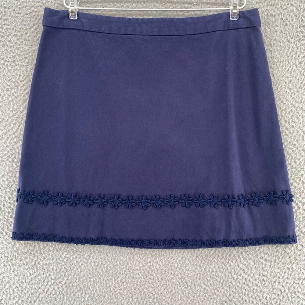 Draper James Skirt Womens 8 Navy Flower Applique Mini A Line Everyday Stretch